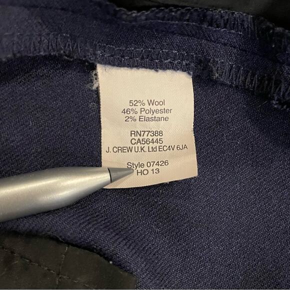 J.Crew Eaton Boy Trouser Wool Pants Stretch Date Heather Indigo Navy Blue 8 FLAW - Picture 10 of 11